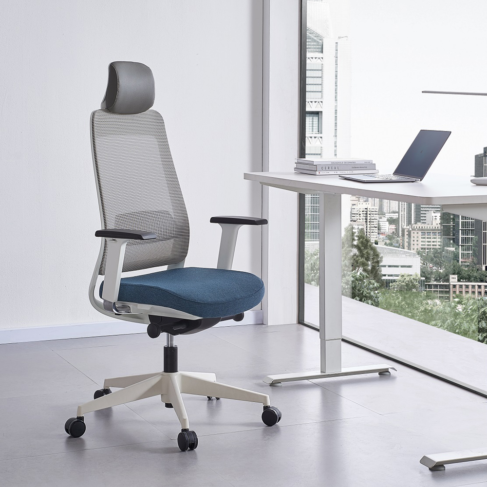 Verstelbare hoofdsteun, hoge rugleuning, mesh, ergonomische draaibare bureaustoel