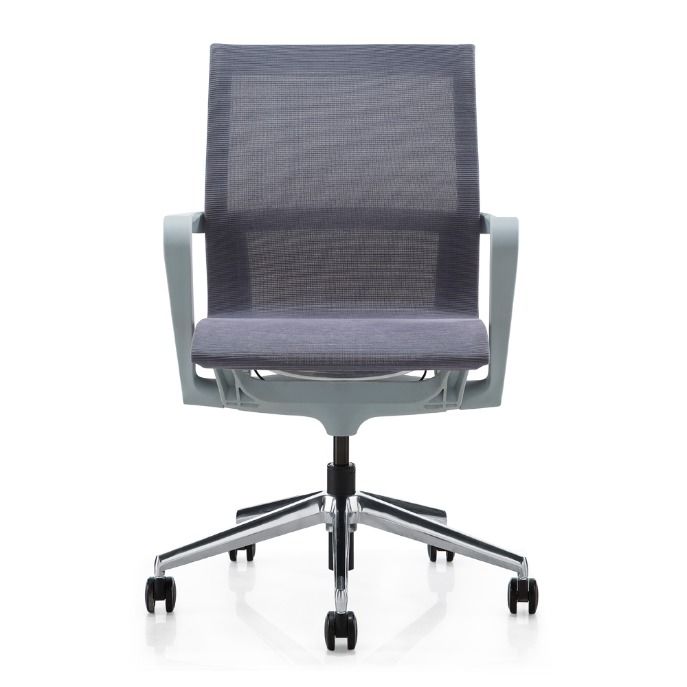 Obrotowe krzesło biurowe z szarej siatki