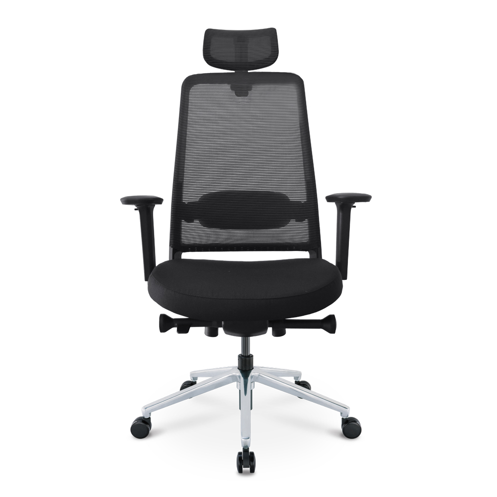 Ergonomiczne krzesło biurowe z regulacją w kolorze czarnej siatki