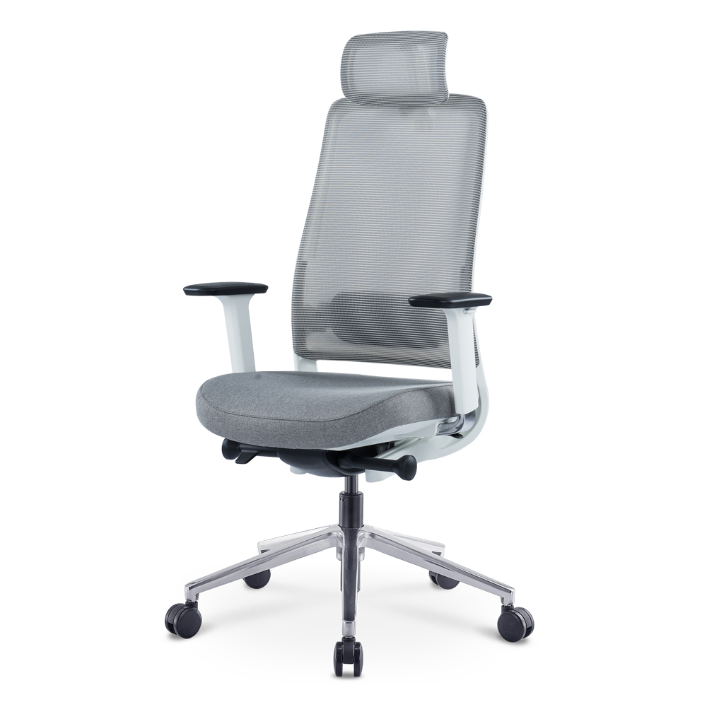 Chaise de bureau ergonomique en maille grise...