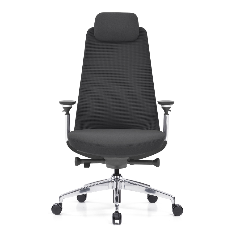 Black Fabric Executive Office Chair with built-in Adjustable Headrest