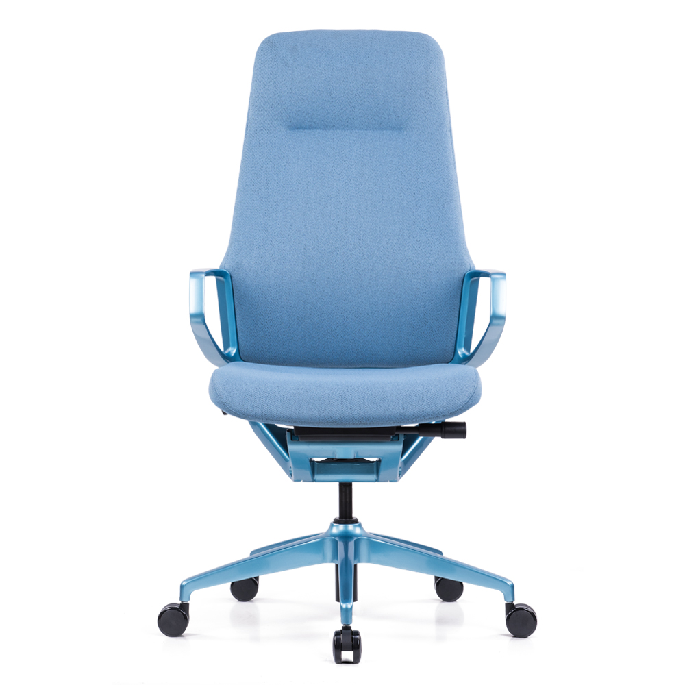 Krzesło biurowe wykonawcze z niebieskiej tkaniny