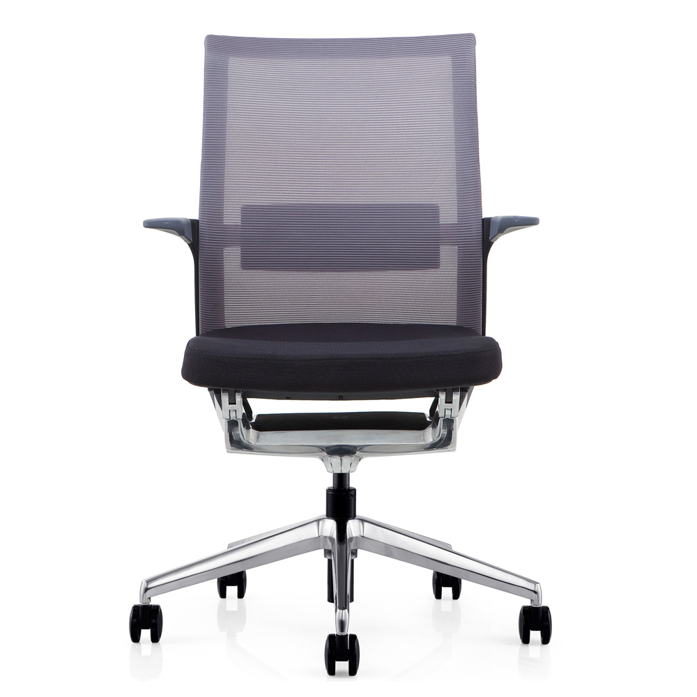 Cadeira de escritório giratória ergonômica multifuncional com braço fixo em malha