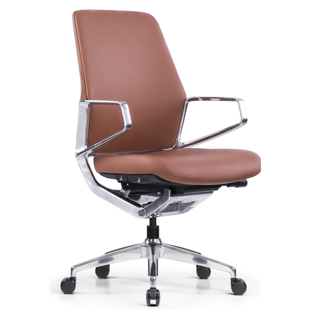 Jasnobrązowe skórzane krzesło biurowe