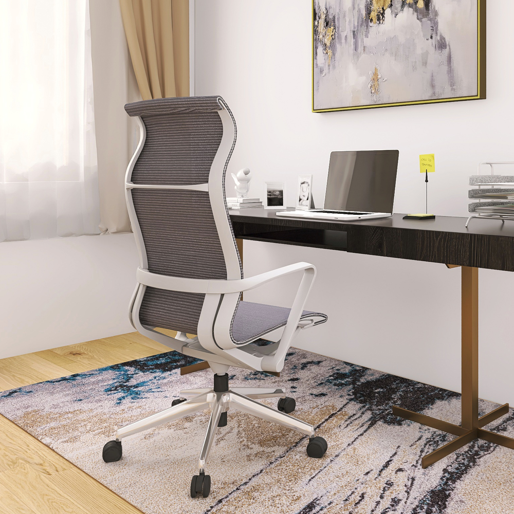 Produttori di mobili per ufficio Sedia da scrivania per sedia da lavoro per ufficio in rete grigia con schienale alto