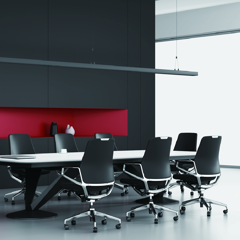 Chaise de bureau de salle de réunion en cuir de luxe à dossier moyen