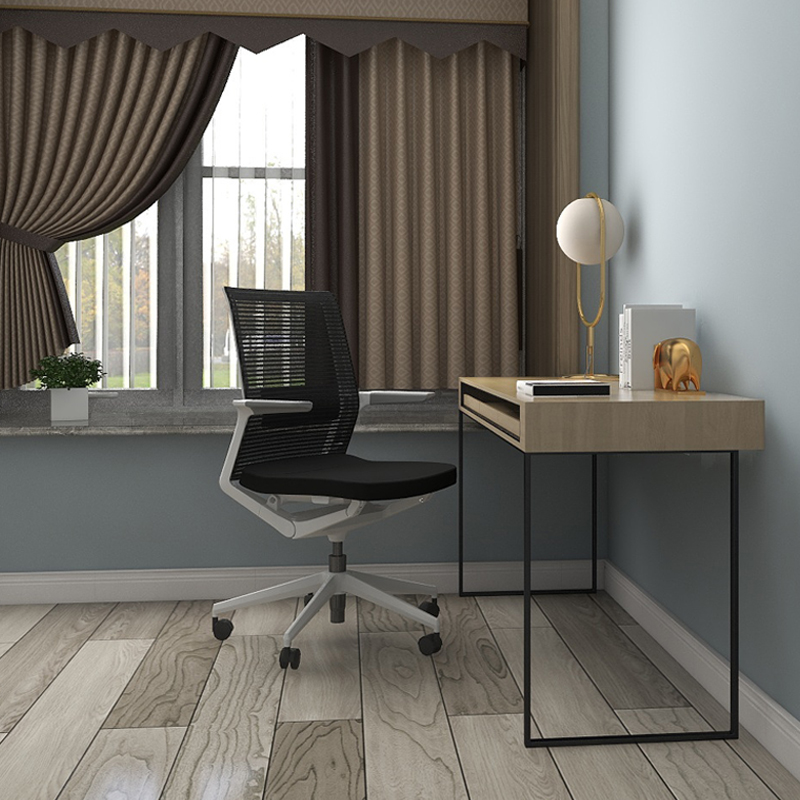 Revolving Black Swivel Lift Ergonomic Mesh Fabric Home Office Chair with Fixed Armrest