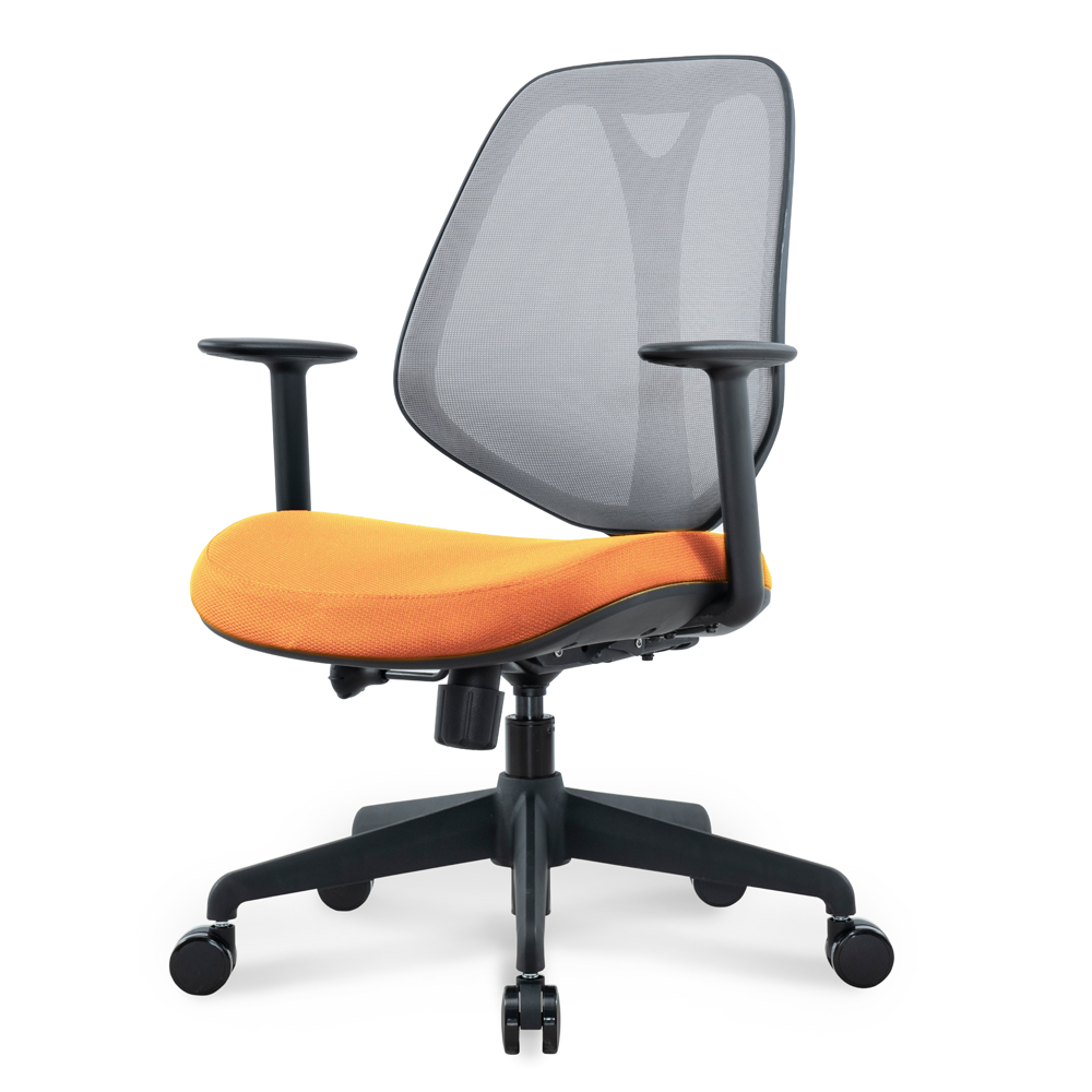 Szara siatka z tyłu Pomarańczowa poduszka z tkaniny Ergoromic krzesło biurowe
