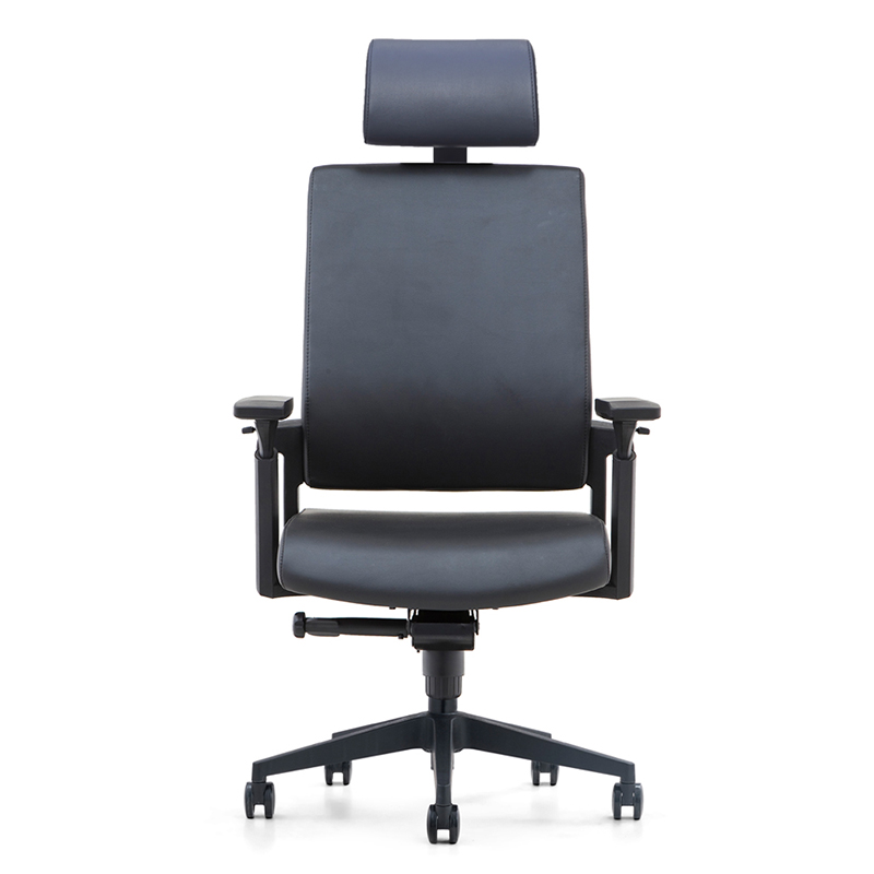 Full Leather Ergonomic Office Chair with Black Nylon Frame