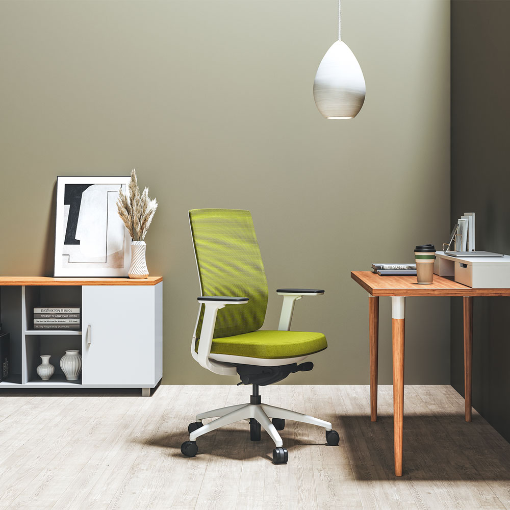 Cadeira de tecido de back office verde com design de moda para funcionários