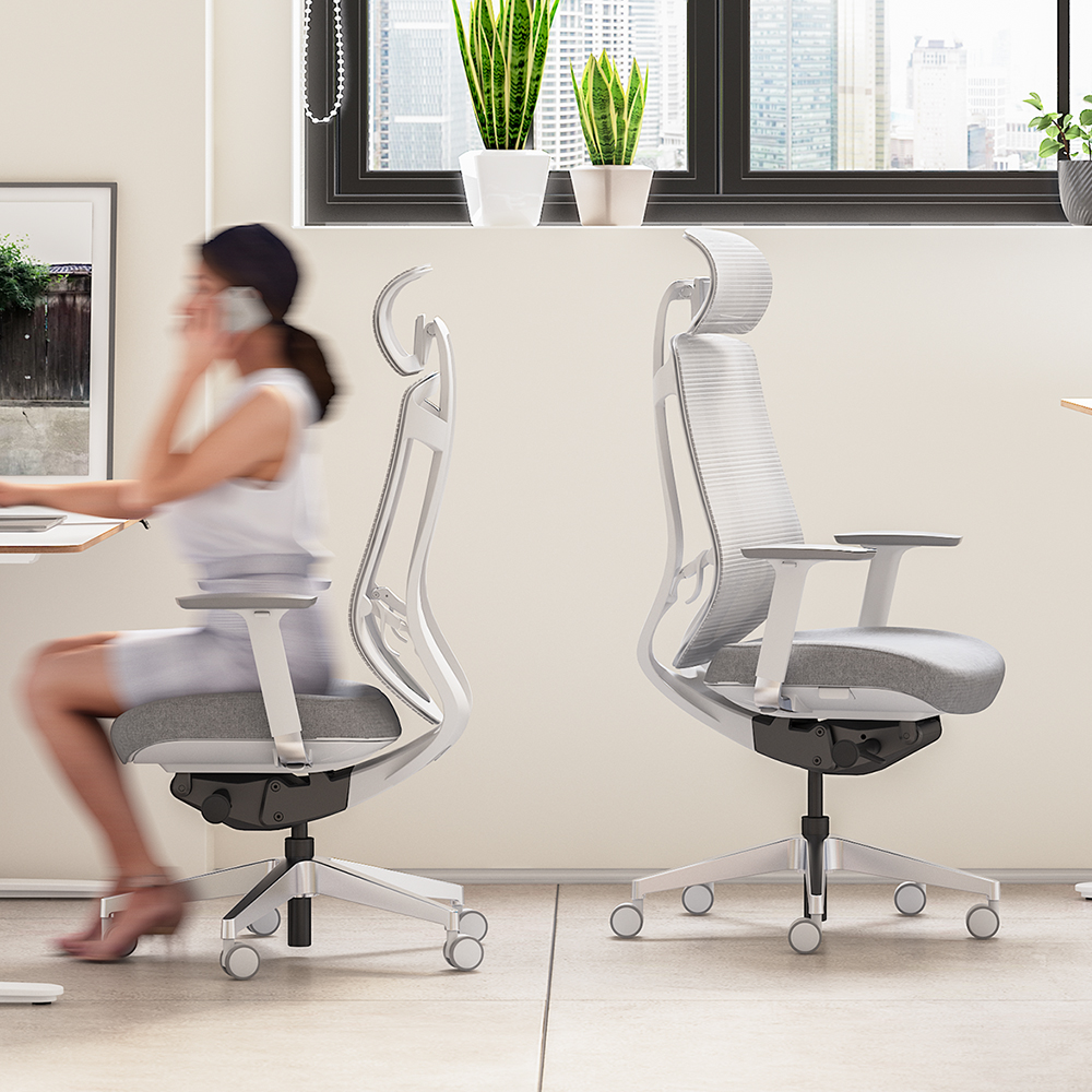 Nieuwe stijl ergonomische stoffen taakstoel mesh rugsteun bureaustoel
