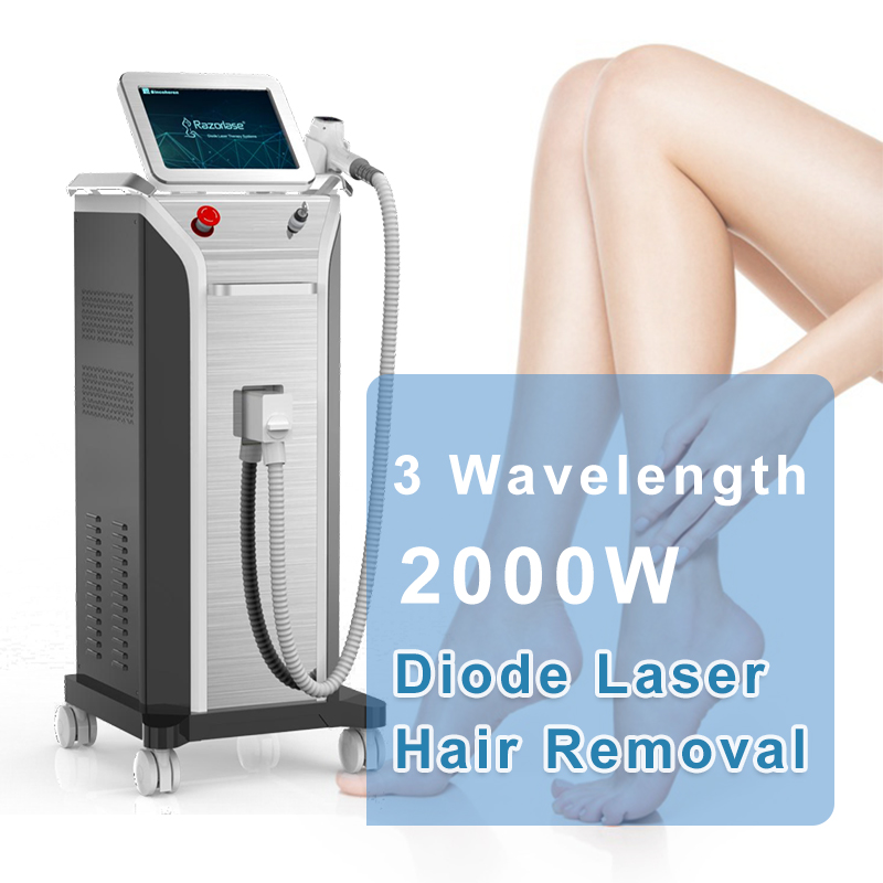 डायोड लेजर 755/808/1064एनएम स्थायी दर्द रहित बाल हटाने की मशीन