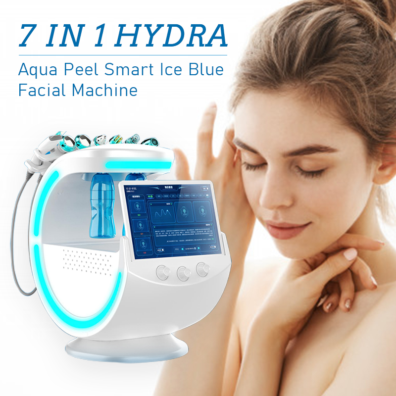 7 in 1 hydra dermabrasie aqua peel slimme ijsblauwe gezichtsmachine voor salongebruik