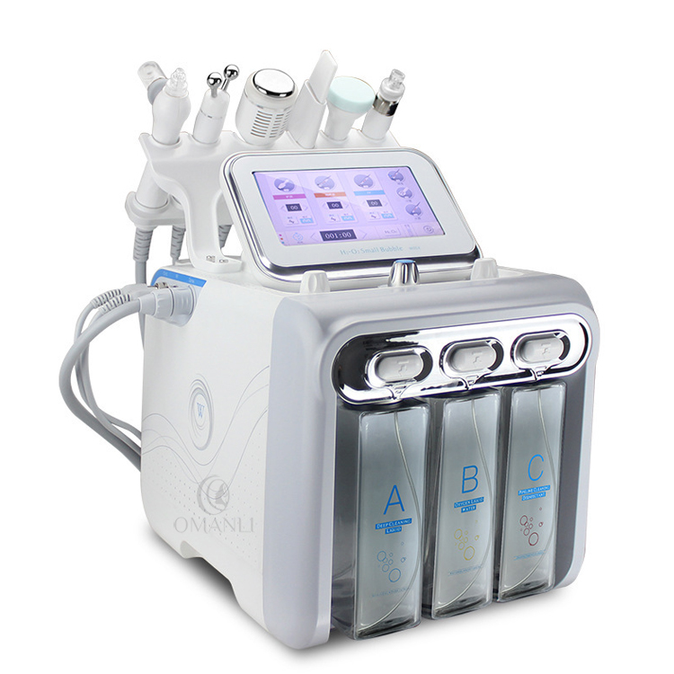 Hydradermabrasion mahomby indrindra 6 amin'ny 1 Aqua facial Cosmetic Device Aqua Peeling RF Ultrasound Facial Care Machine