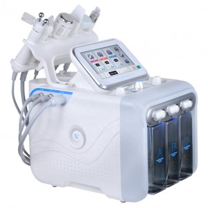 La hidradermoabrasión más efectiva 6 en 1 Dispositivo cosmético facial Aqua Peeling RF Máquina de cuidado facial con ultrasonido