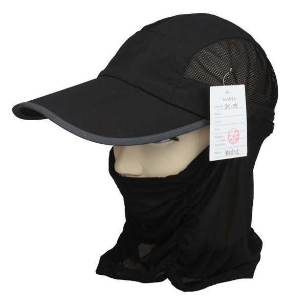 Outdoor Windproof Hiking Caps with Removable Mesh Face Neck Flap Cover 