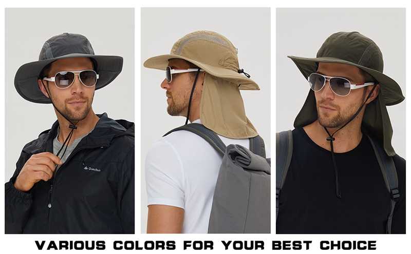 पुरुष महिलाओं के लिए नेक फ़्लैप के साथ 5 धूप से सुरक्षा वाली आउटडोर बकेट फ़ोल्ड करने योग्य सनहैट फ़िशिंग टोपी