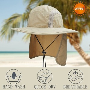 Sun Protection Outdoor Bucket Foldable Sunhat Fishing Hat with Neck Flaps for Men Women