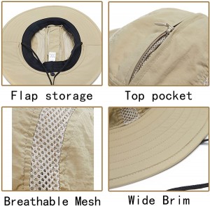 Sun Protection Outdoor Bucket Foldable Sunhat Fishing Hat with Neck Flaps for Men Women