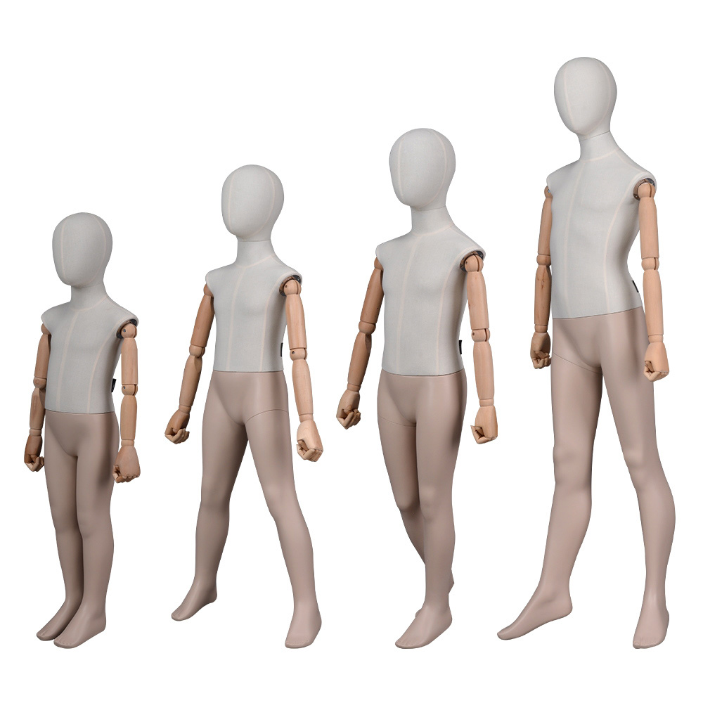 New children's fiberglass modeling props brand children's clothing cloth half-body model solid wood arm small mannequins
