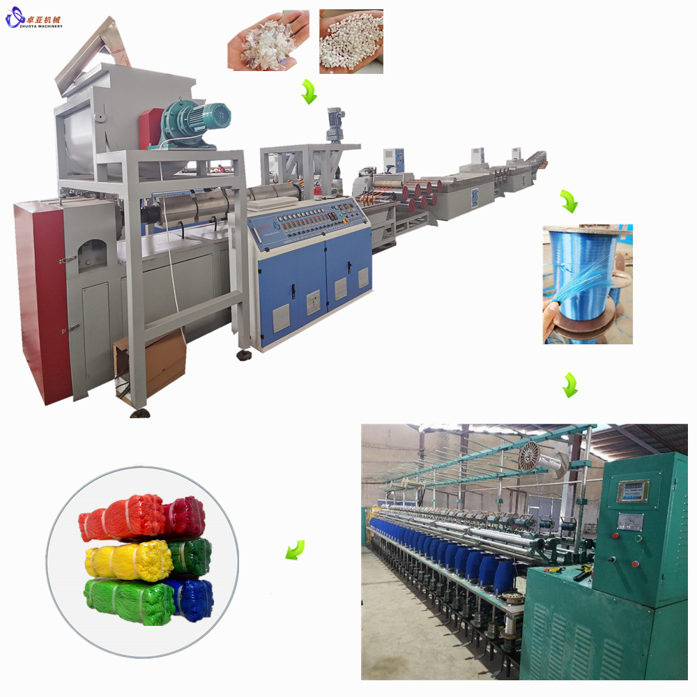 China PP Filament Extruder Barisan Pengeluaran Plastik Monofilamen Benang Extruder Mesin untuk Pelan Membuat Tali