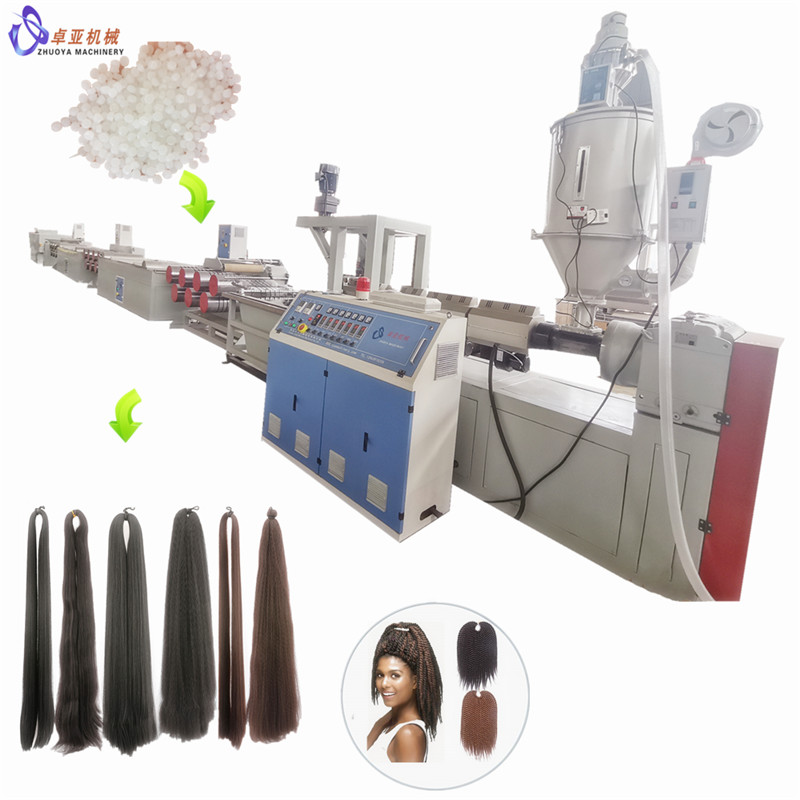 फैक्टरी निर्मित हॉट-सेल चीन पीपी/पेट/पीवीसी सिंथेटिक कृत्रिम बाल फाइबर/फिलामेंट/विग एक्सट्रूज़न लाइन/विनिर्माण मशीन