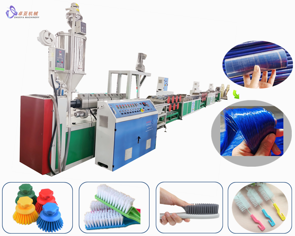 Diseño popular para plástico PP, nailon, poliéster, chip Pet, filamento de PE, máquina de extrusión de hilo de fibra para cepillo de escoba, red de cuerda