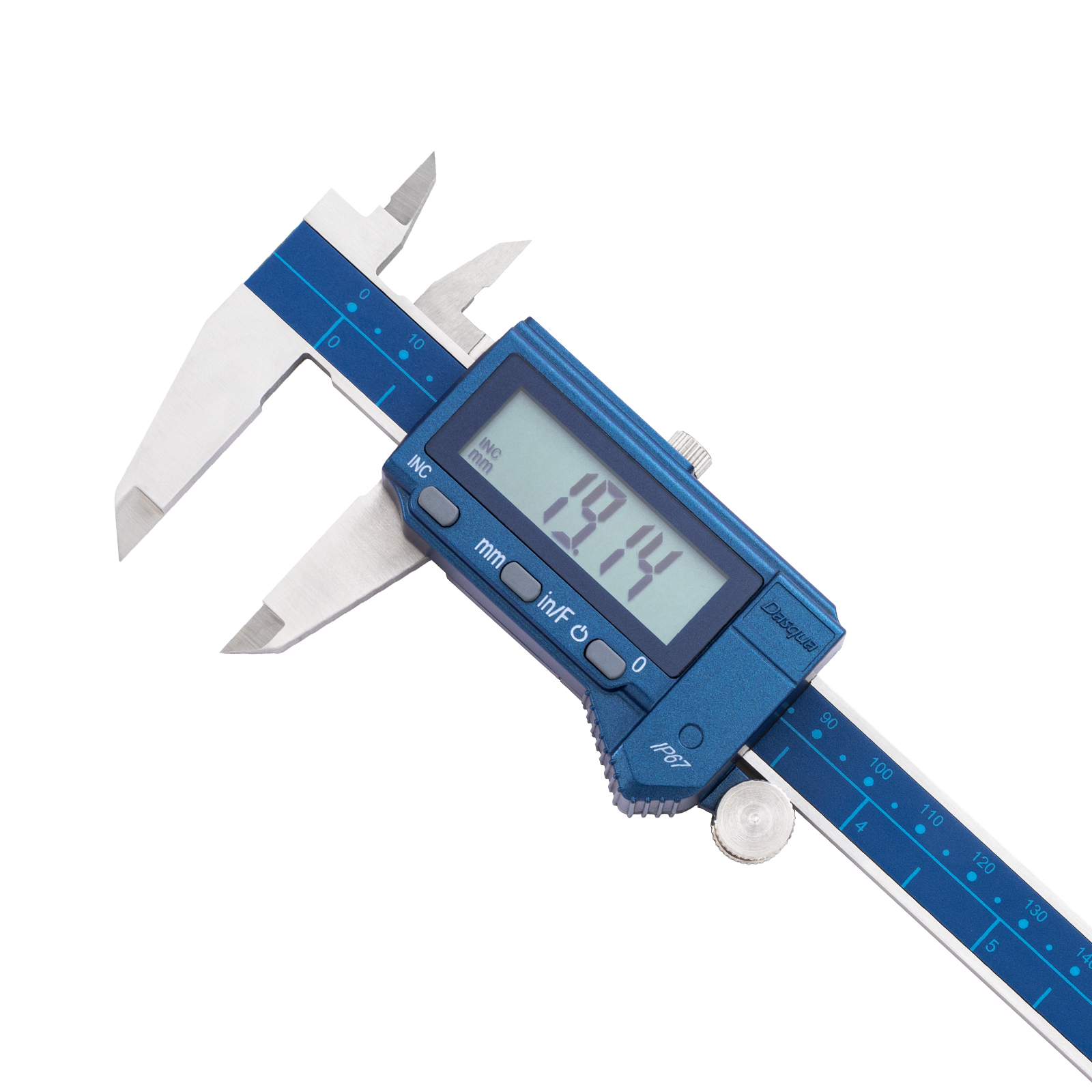 Dasqua Blu 2015-1005-A IP67 à prova d'água 0-150 mm Paquímetro eletrônico digital ferramenta de medição de precisão aço inoxidável com desligamento automático INC Polegadas/MM/Frações
