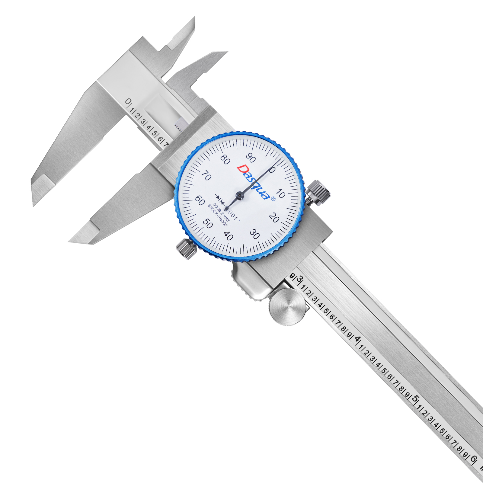 Dasqua 1331-2115-A Calibrador de dial doble a prueba de golpes Pro monobloque de alta precisión con rango de 0-150 mm, precisión de ±0,015 mm