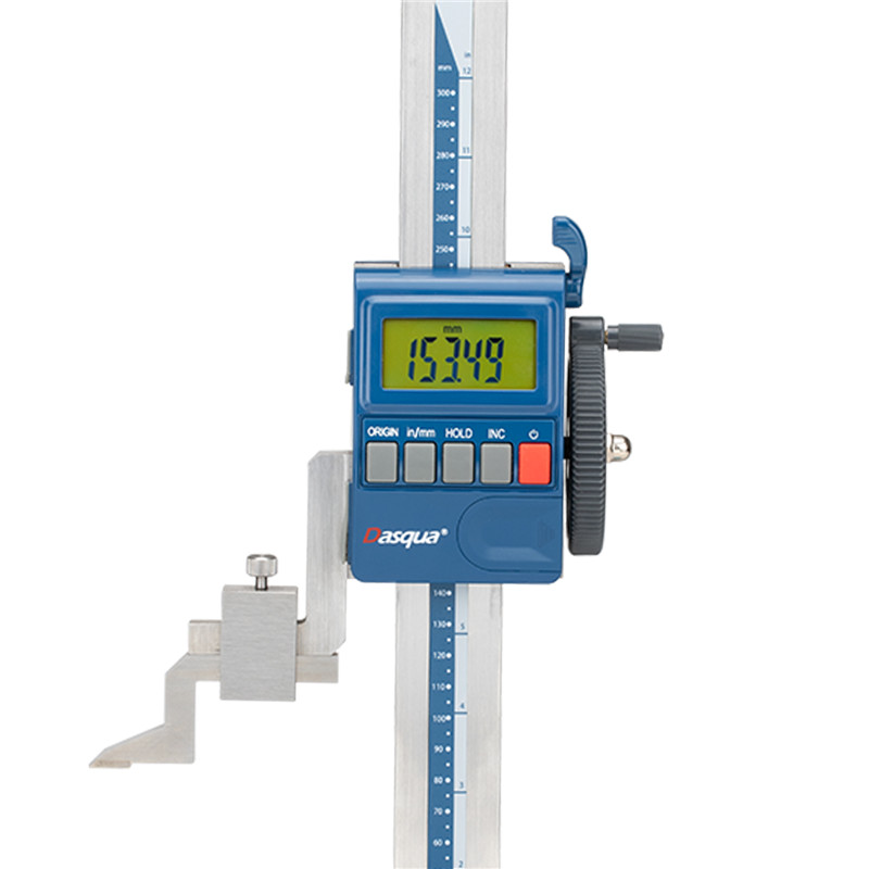 DASQUA IP65 Medidor de altura electrónico digital resistente al agua 300 mm / 12 '' Resolución de 0,001 mm / 0,00005 DHG de alta resistencia con rueda de alimentación deslizante