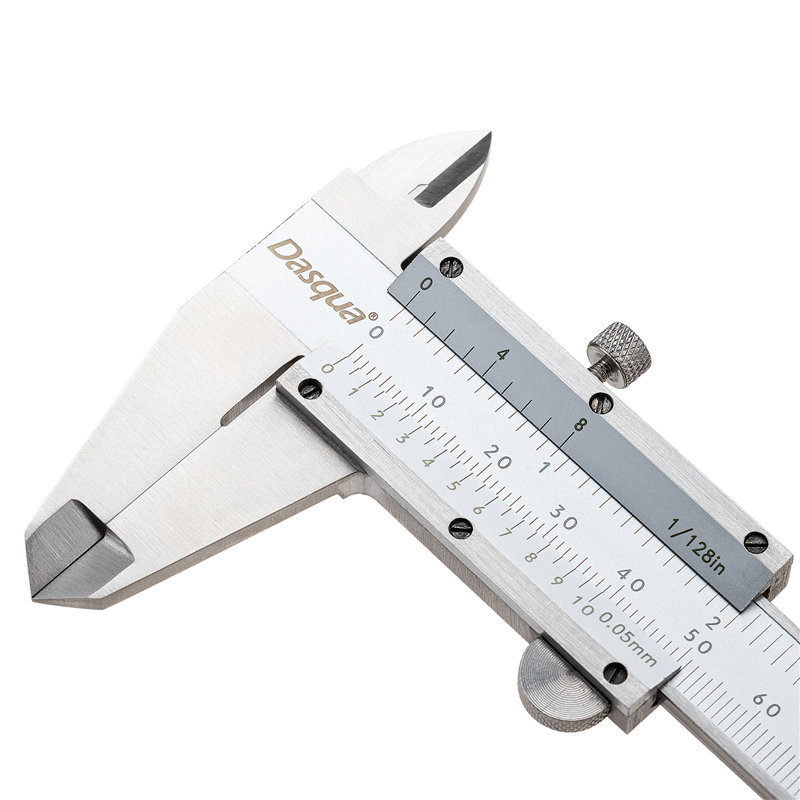 DASQUA 6 Zoll/150 mm Edelstahl-Messschieber-Mikrometer, langlebiger Edelstahl-Messwerkzeug-Messschieber für Präzisionsmessungen, stabil arbeitend