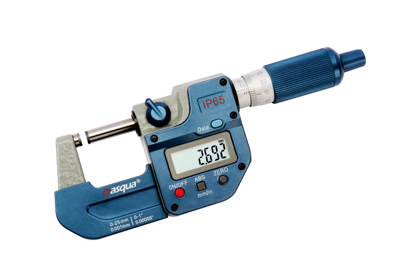 Dasqua 4410-1105-A IP65 Digital Luar Mikrometer 0-1"/0-25mm Alat Pengukur Resolusi 0.001mm/0.00005"