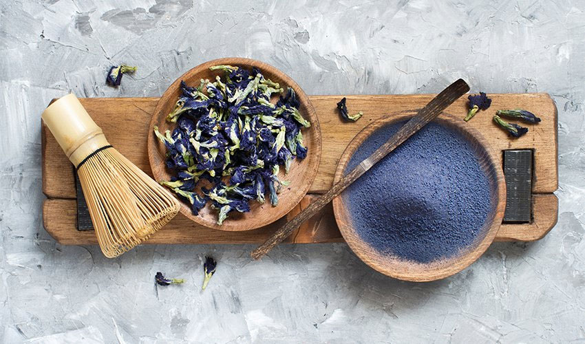 100% Φυσικό υδατοδιαλυτό Τσάι Μπλε Matcha σε σκόνη λουλουδιών πεταλούδας