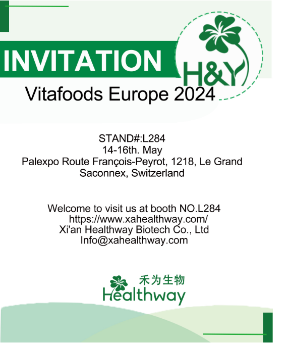 Invitation à l'exposition-Healthway vous souhaite la bienvenue à Vitafoods Europe 2024