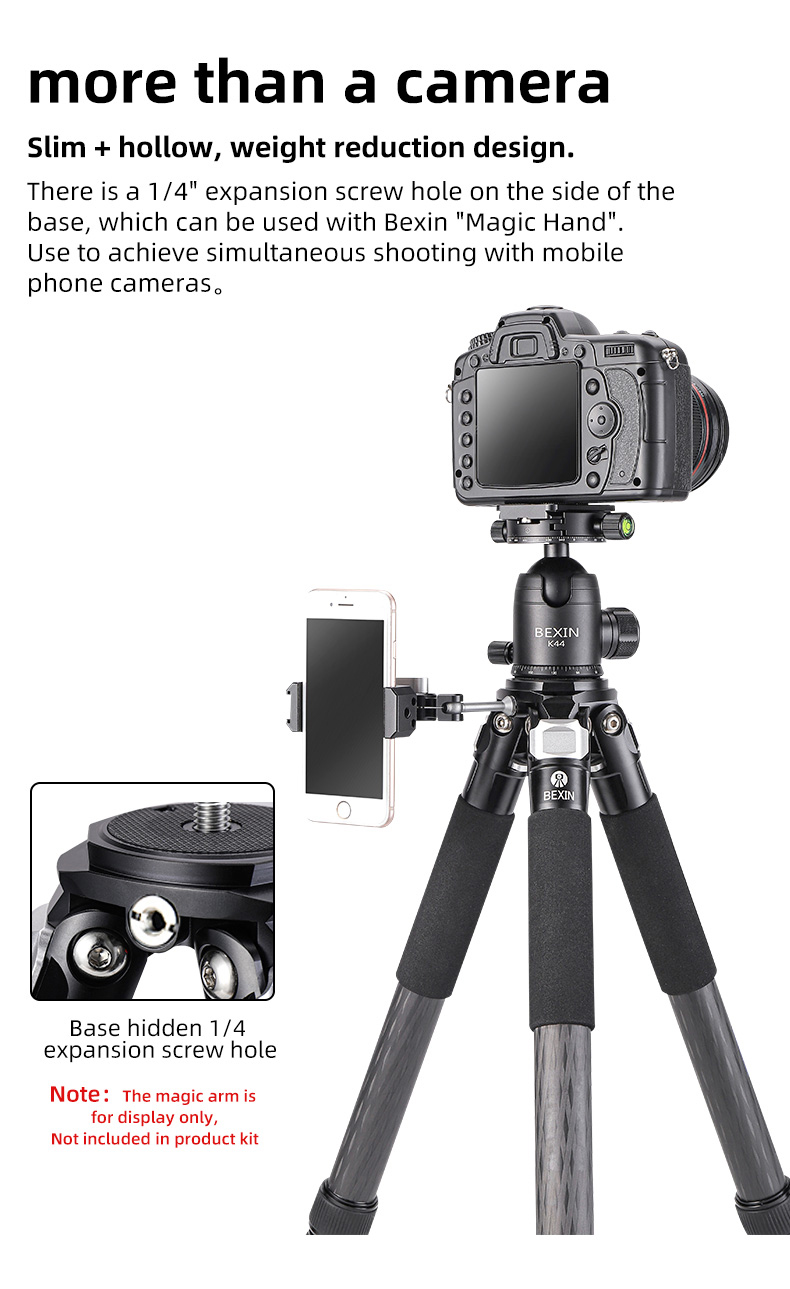 Lightweight Compact Travel Camera Carbon Fiber Professional Tripod for DSLR Cameras (13)em5