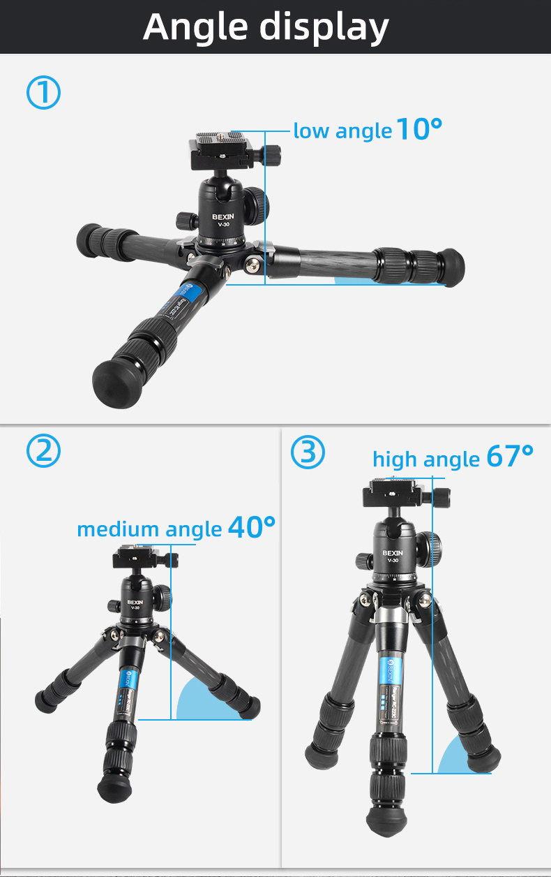  Professional carbon fiber tripod-3 section, 12in8