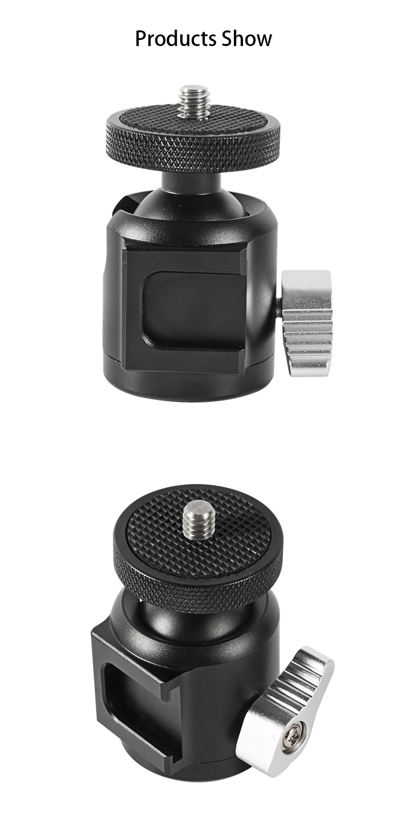 Dual Cold Shoes Aluminum Alloy Tripod Ball Head Adapter (8)6vy
