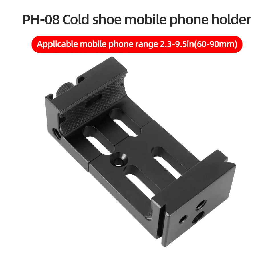 Aluminum Tripod Head Bracket Mobile Phone Holder Clip With Spirit level and Cold Shoe Mount  (1)fhl