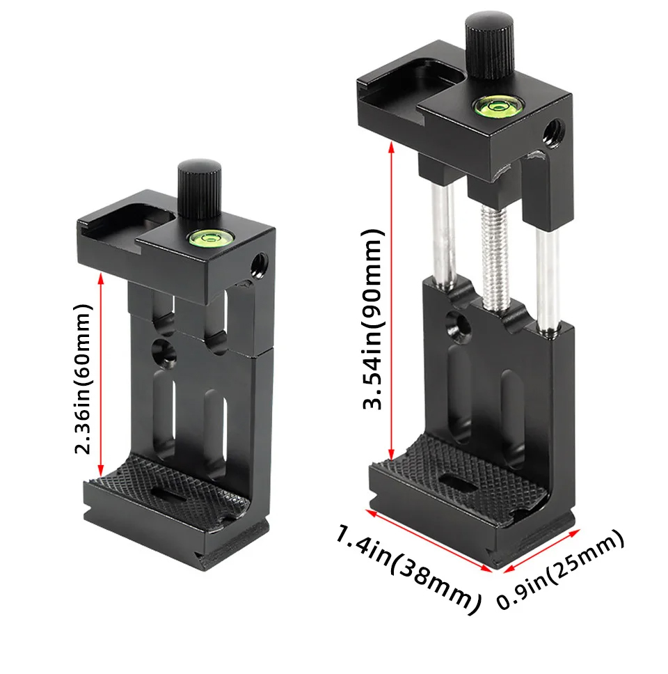 Aluminum Tripod Head Bracket Mobile Phone Holder Clip With Spirit level and Cold Shoe Mount  (4)d0w
