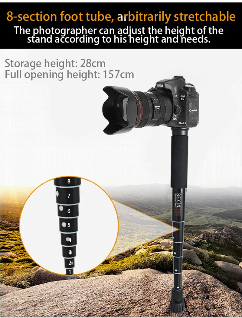 Extendable Camera Tripod Monopod Selfie Stick for Sony Canon Nikon Camera DSLR  (6)mjd