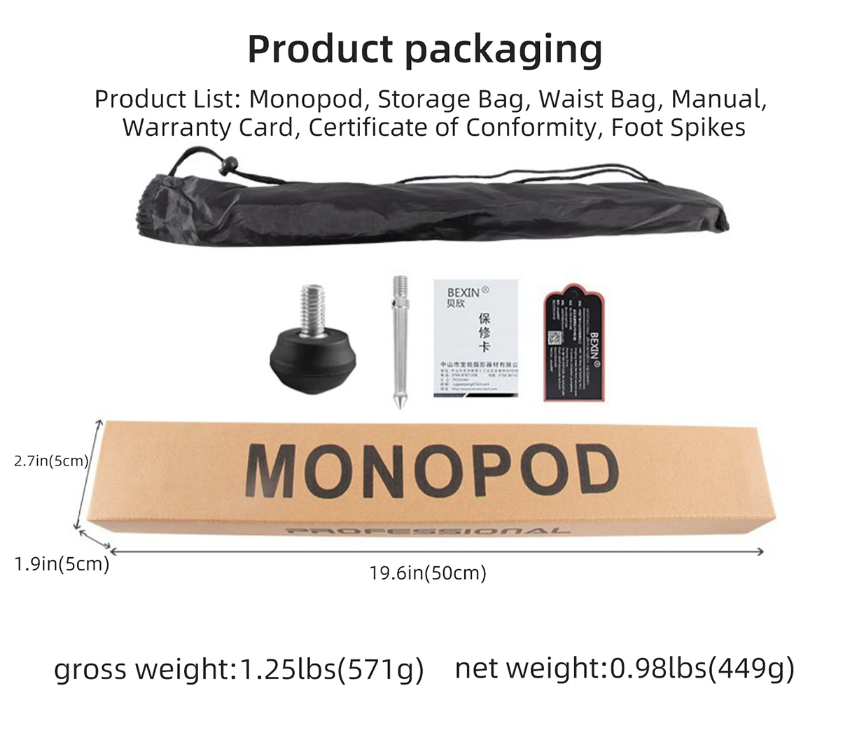  Light Professional Carbon Fiber Portable Travel Monopod (14)299