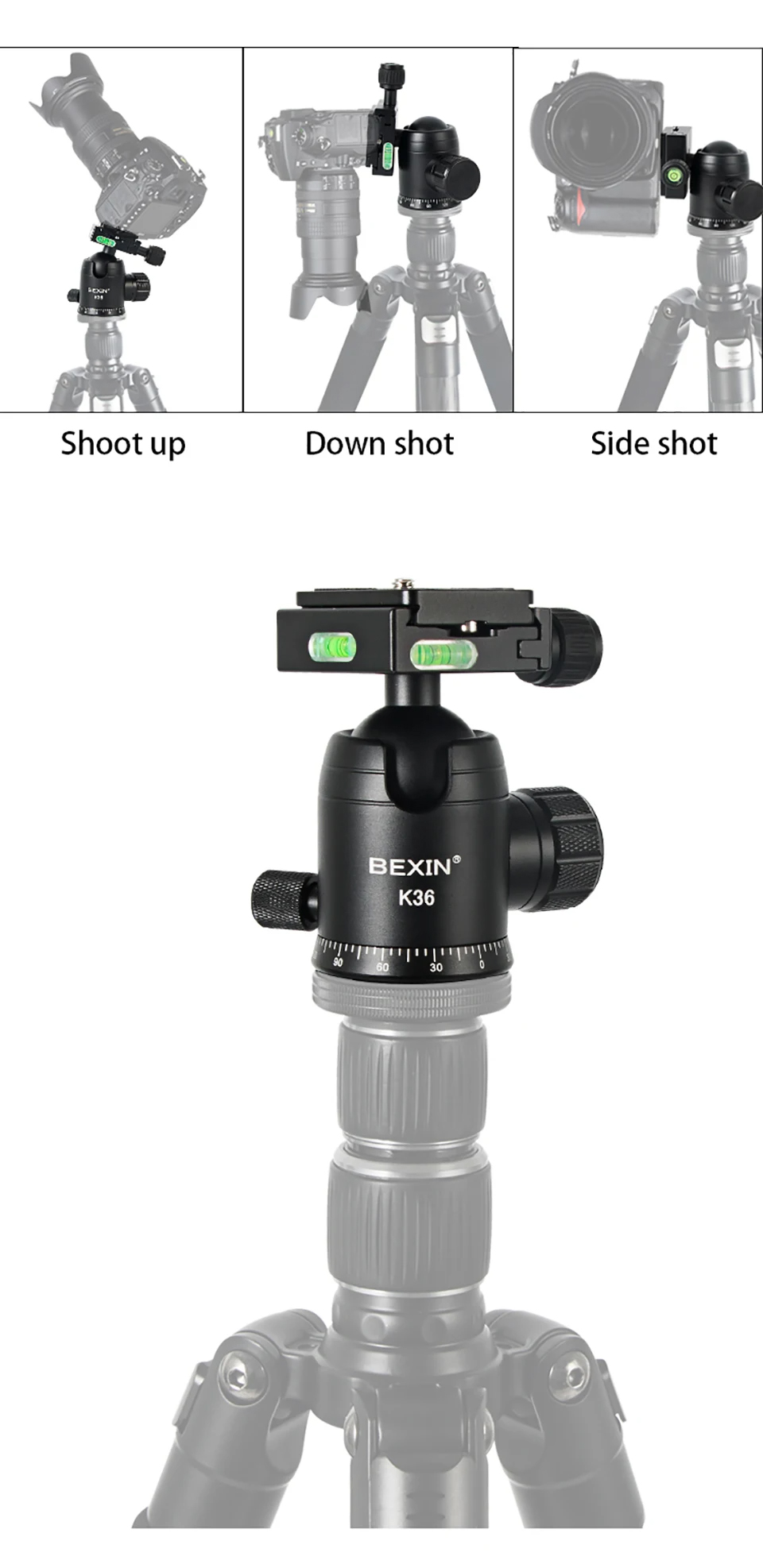 BEXIN K36 Panoramic Ball Head 360 Degree Rotation with Damping for SLR Camera (8)8mt