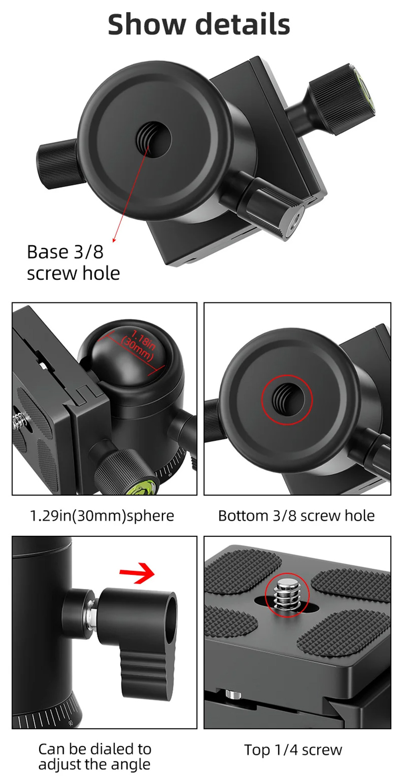 Mini Tripod Ball Head 360 Degree Swivel for DSLR Camera U-shaped Slot Design (4)qnp