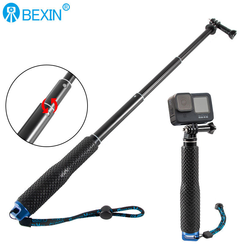 Monopod Aluminum Extendable Pole Selfie Stick for Gopro Hero 12 11 10 9 Black 8 7 6 5 4 3 2 Tripod Mount SJ4000 EKEN H9R