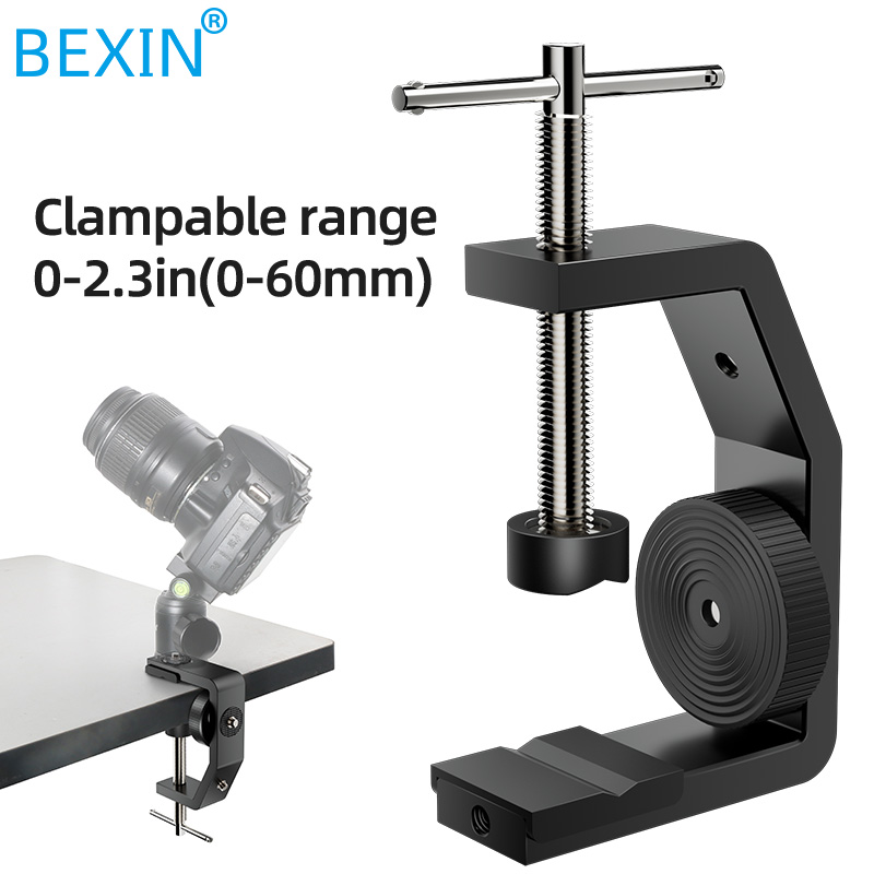 BEXIN OEM Customized 1/4 Metal Multi-angle Adjustable Table Screen Desk Mount Adapter Bracket Holder C Clamp Clip