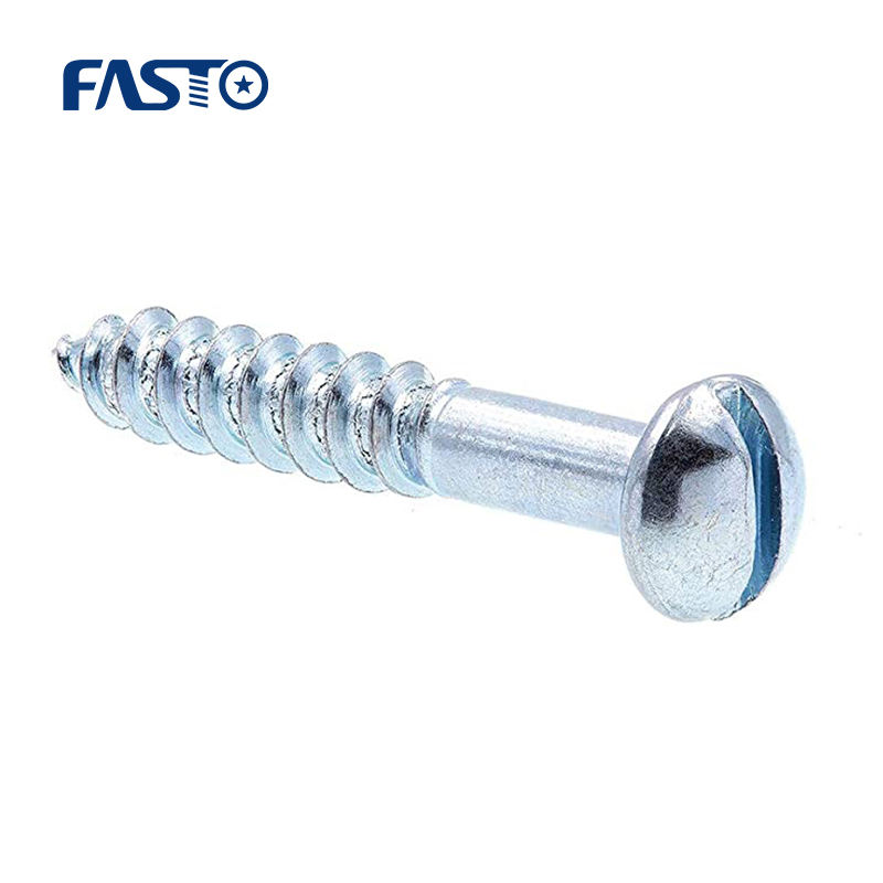 Slotted round head wood screws with nail point