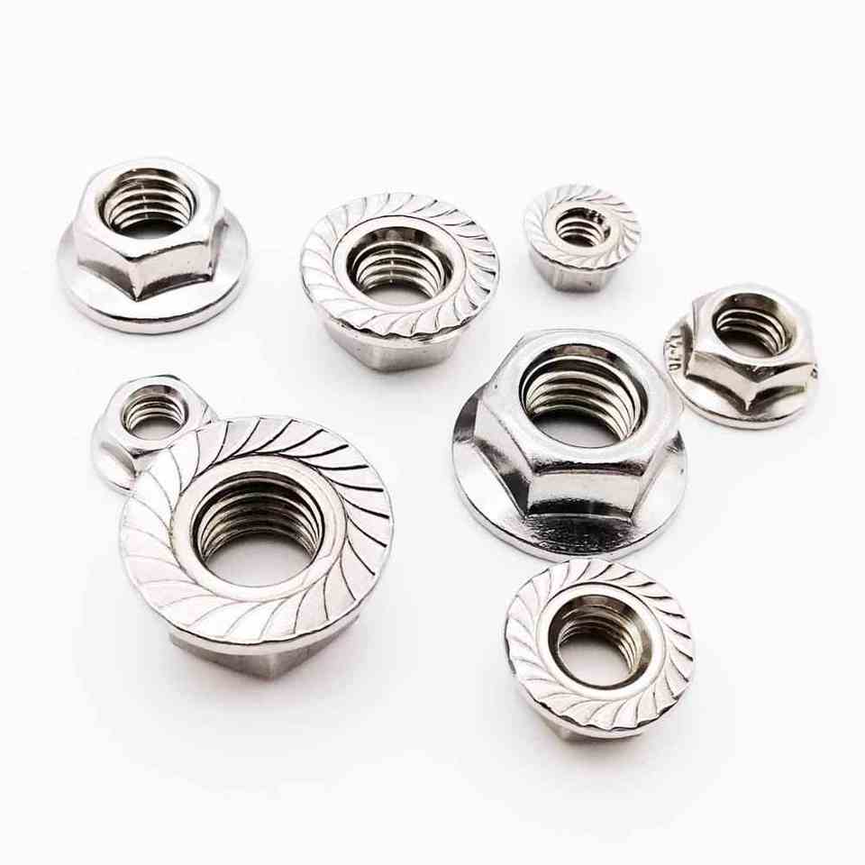 Stainless steel bolt and nut Hexagon and hex Flange Yellow Zinc Plated nuts