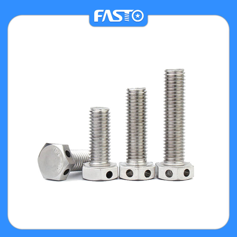 Stainless Steel Hexagon Bolts With Wire Holes on Head