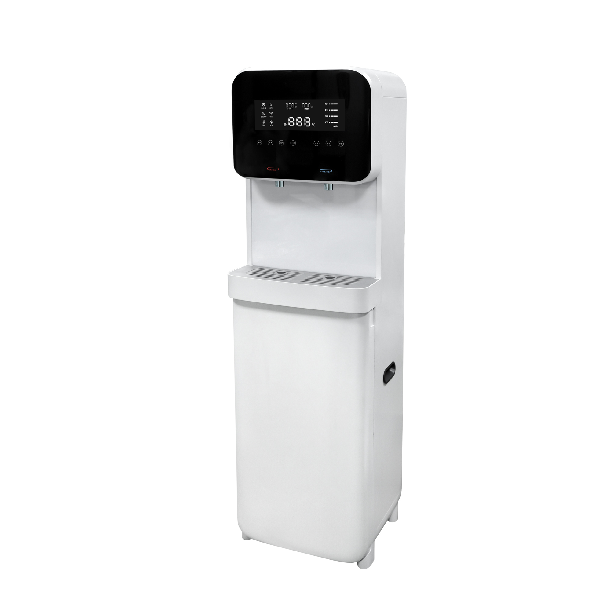 Standing hot and cold water dispenser with 4 stage water filter