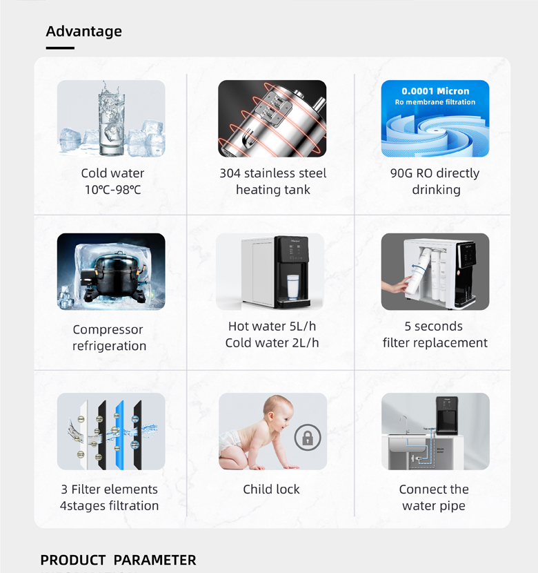 avantages du distributeur d'eau chaude et froide